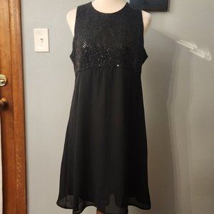 Molly Malloy Vintage Cocktail Dress Black w/ Sequin Bodice Size 10 Sleeveless